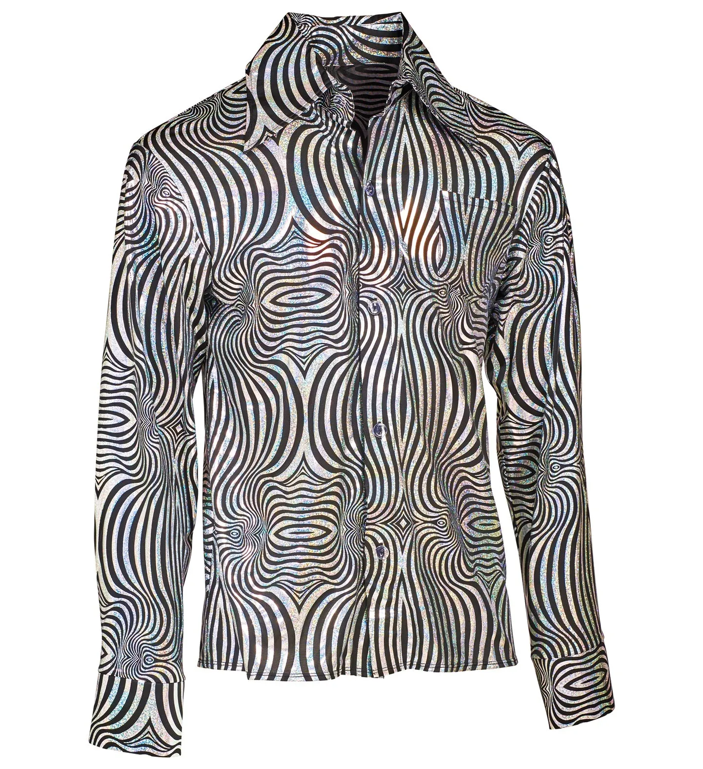 70's Groovy Shirt Silver & Black Men's