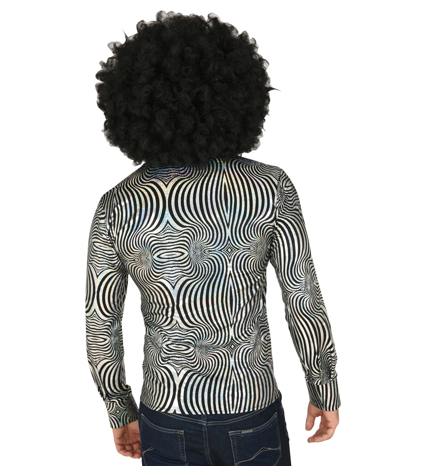 70's Groovy Shirt Silver & Black Men's
