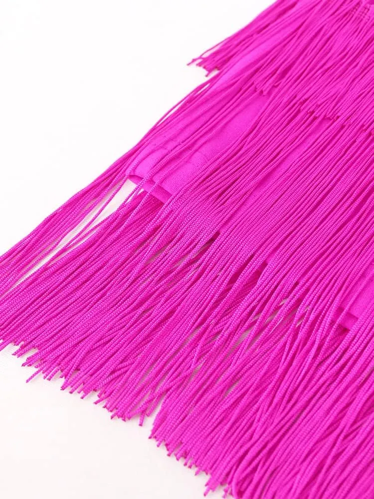 AOMEI Women's High Waist Fringe Tiered Bodycon Pencil Midi Skirt