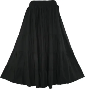 Beautybatik Women Boho Gypsy Solid Long Maxi Tiered Peasant A Line Skirt Plus Size XL to 3X