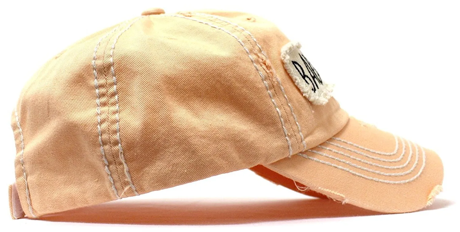 CAPS 'N VINTAGE Bad Hair Day Patch Embroidery Distressed Baseball Hat