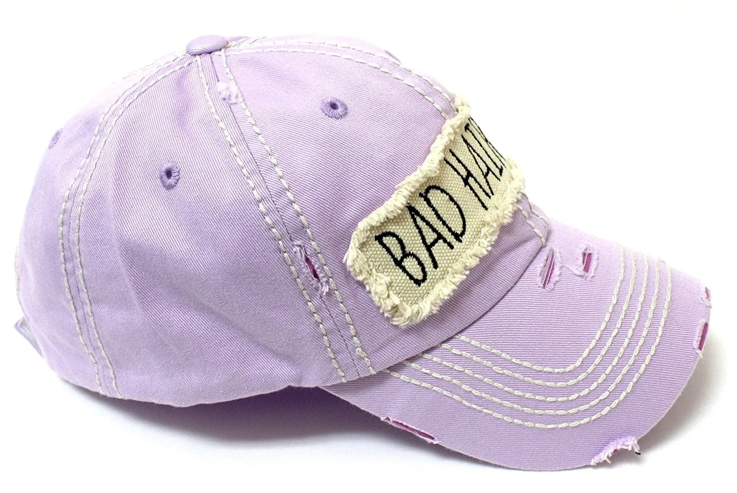 CAPS 'N VINTAGE Bad Hair Day Patch Embroidery Distressed Baseball Hat