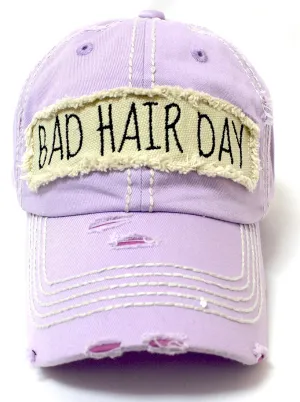 CAPS 'N VINTAGE Bad Hair Day Patch Embroidery Distressed Baseball Hat