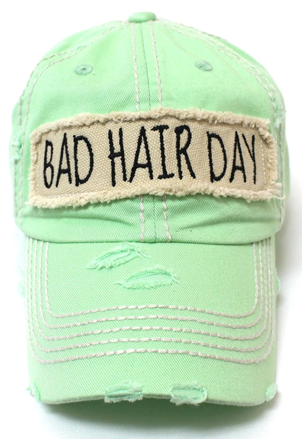 CAPS 'N VINTAGE Bad Hair Day Patch Embroidery Distressed Baseball Hat