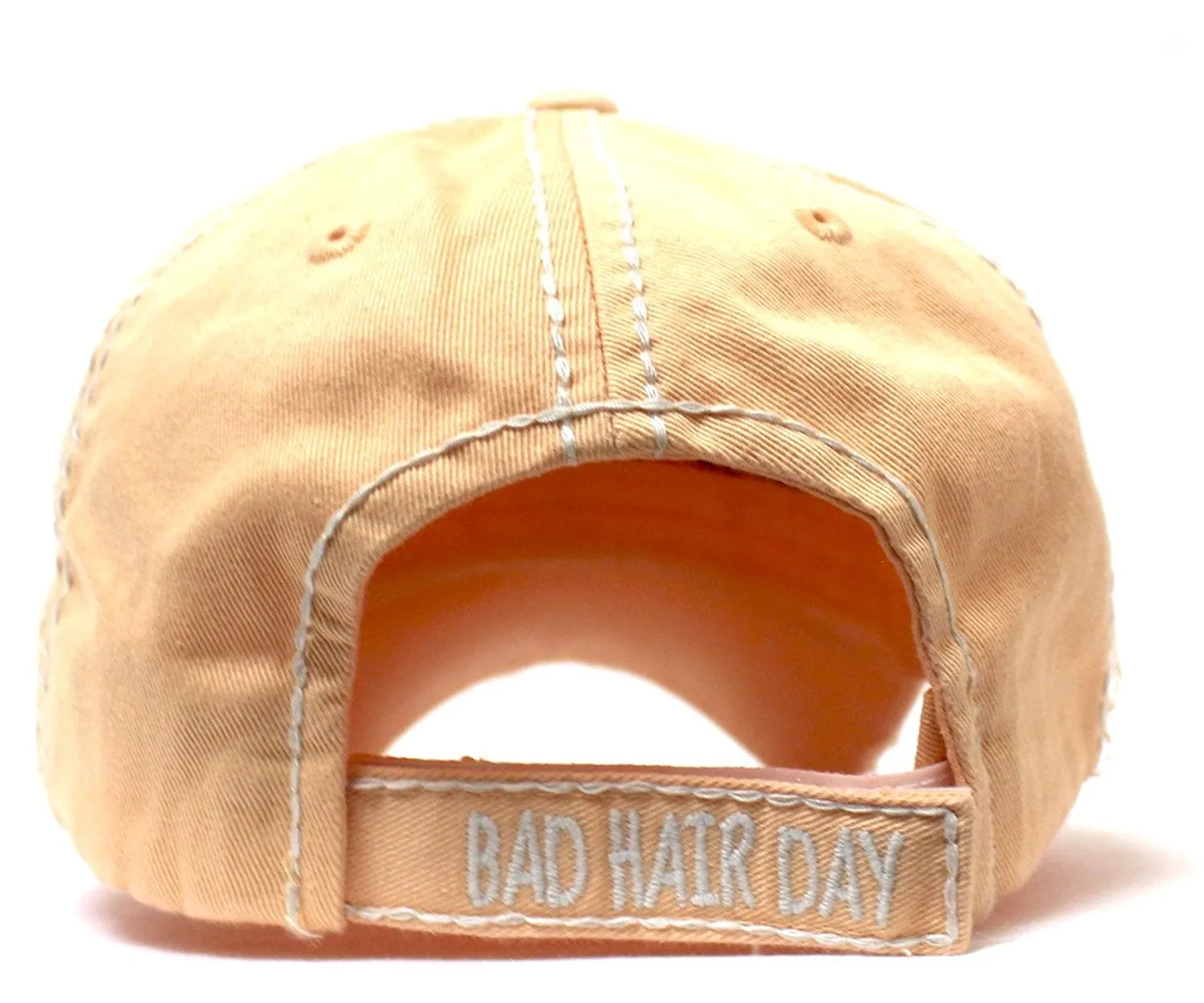 CAPS 'N VINTAGE Bad Hair Day Patch Embroidery Distressed Baseball Hat