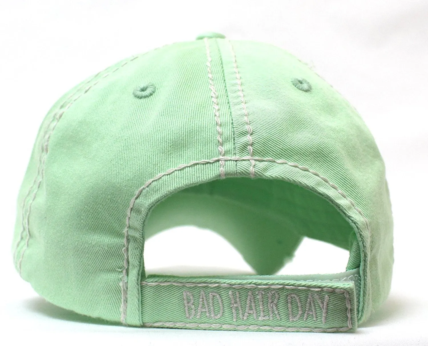 CAPS 'N VINTAGE Bad Hair Day Patch Embroidery Distressed Baseball Hat
