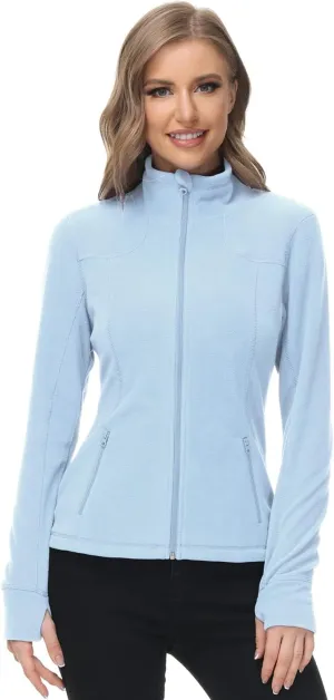 Dolcevida Women's Lightweight Soft Fleece Athletic Running Track Jackets Slim Fit Workout Jacket with Thumb Holes