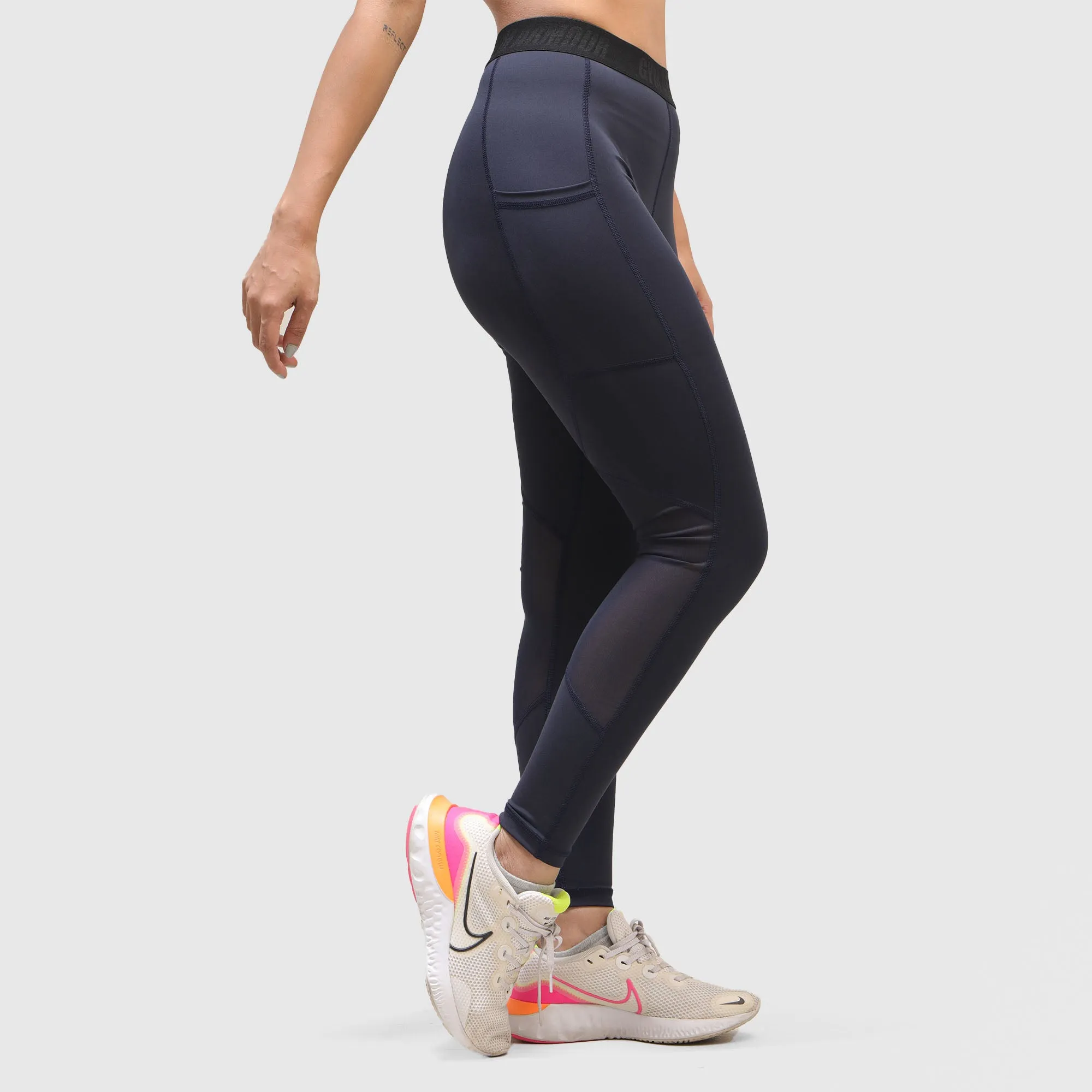 Knee Mesh Legging (Navy)