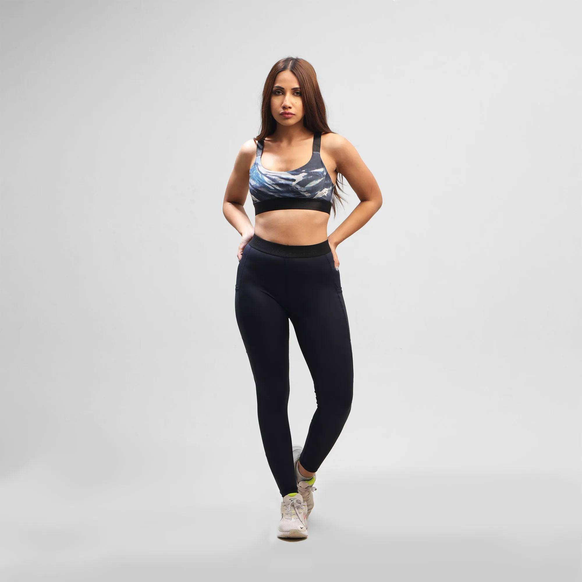 Knee Mesh Legging (Navy)
