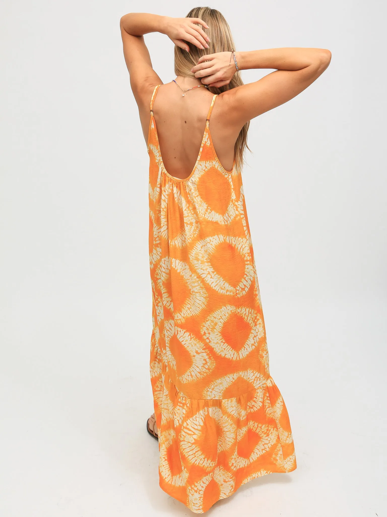 Laney Dress - Tangerine Orb Print