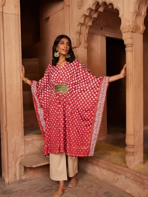 Maroon Digital Printed Kaftan Kurta
