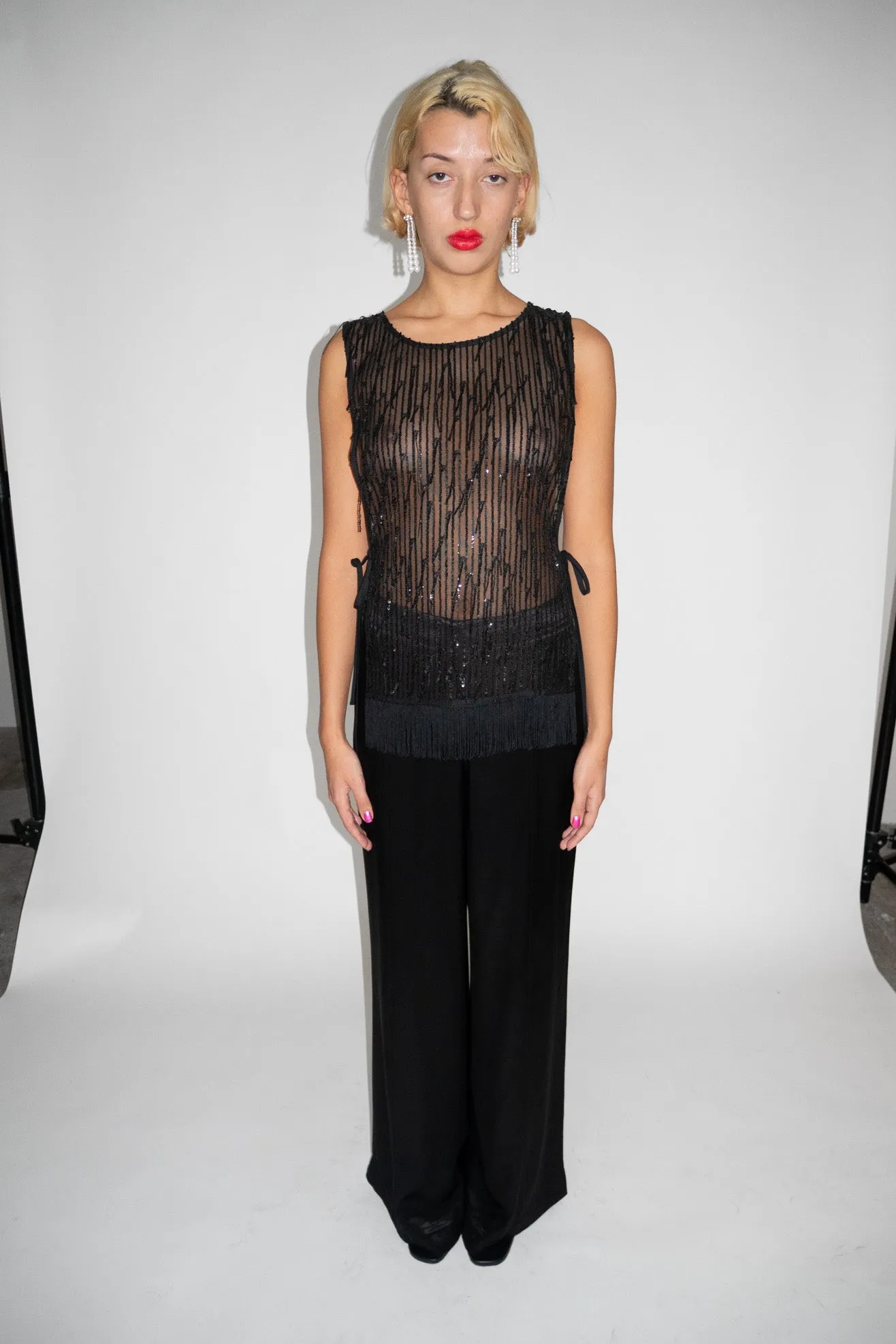 MR. LARKIN, Venus Sequin Vest, Black