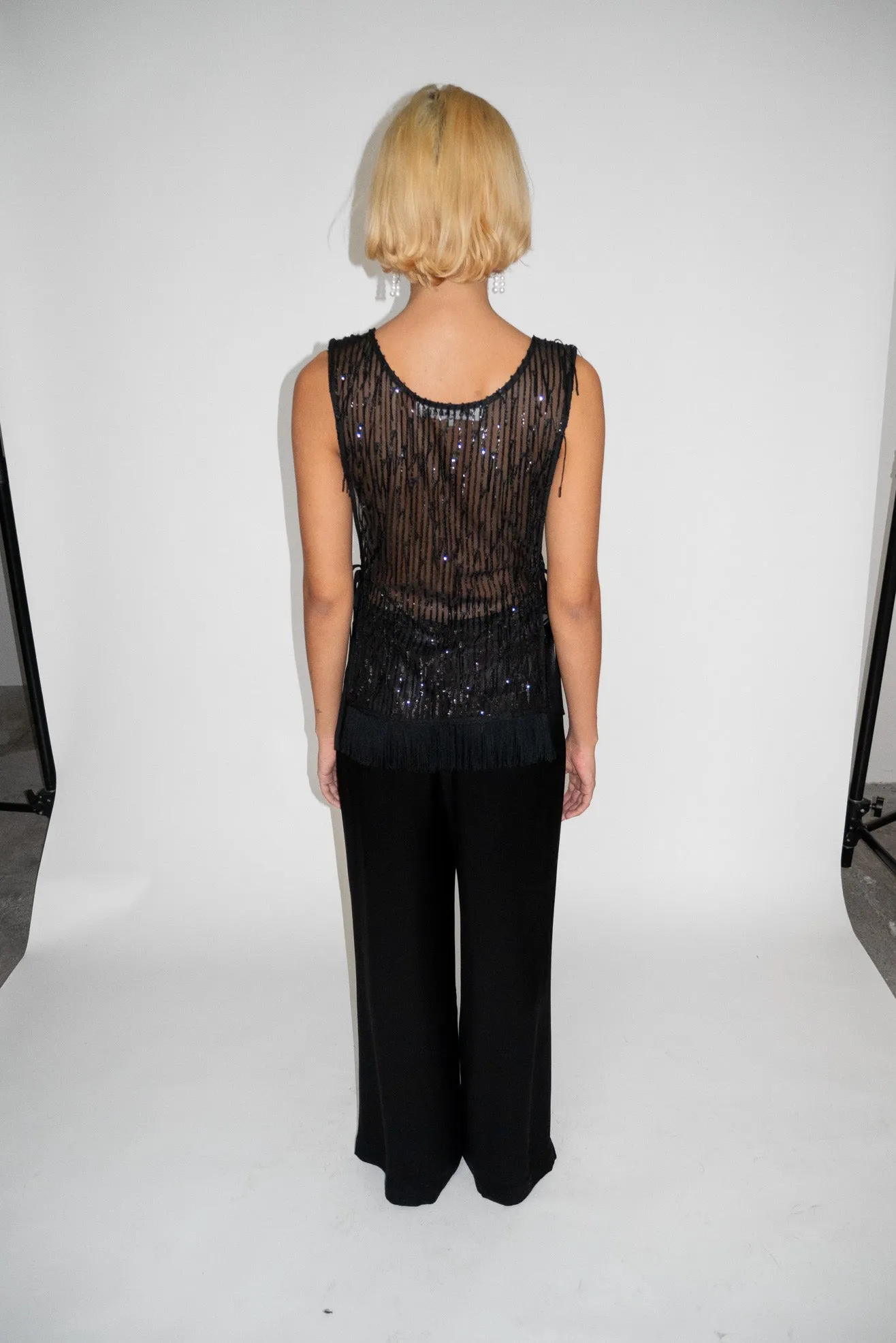 MR. LARKIN, Venus Sequin Vest, Black