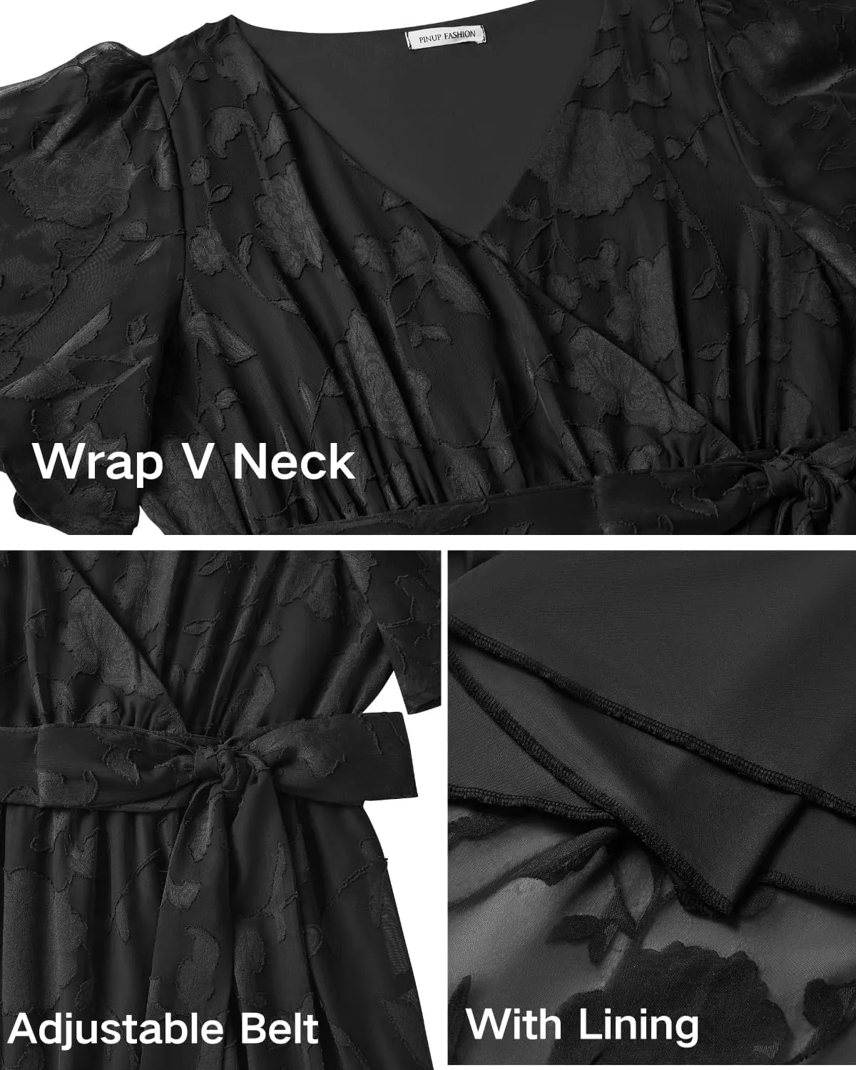 Pinup Fashion Plus Size Dresses for Wedding Guest - 2025 Cocktail Semi Formal Summer Wrap V Neck Maxi Dress