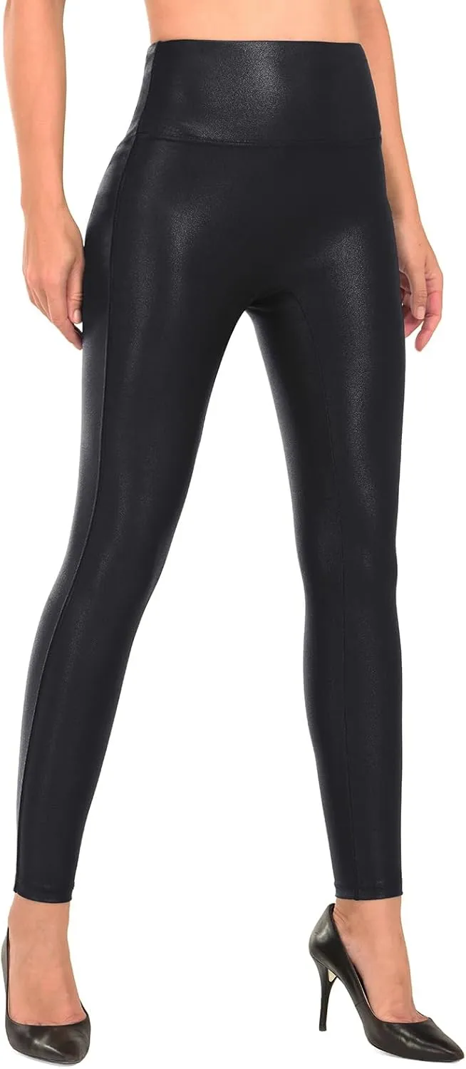 RUFIYO Faux Leather Leggings for Women High Waisted Leather Pants Pleather Leggings Brown