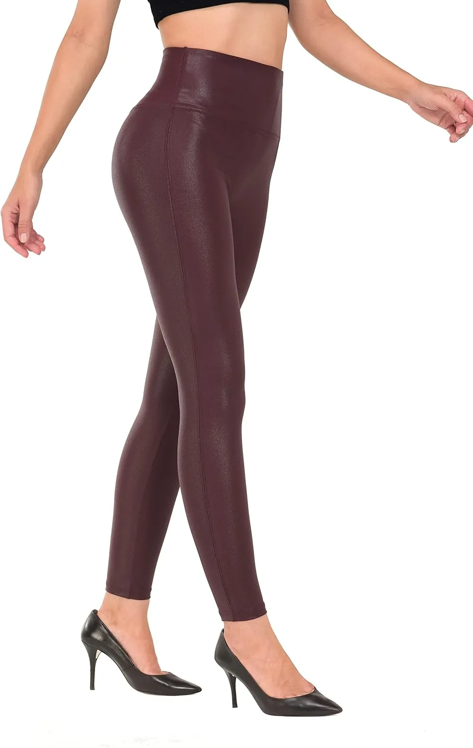 RUFIYO Faux Leather Leggings for Women High Waisted Leather Pants Pleather Leggings Brown