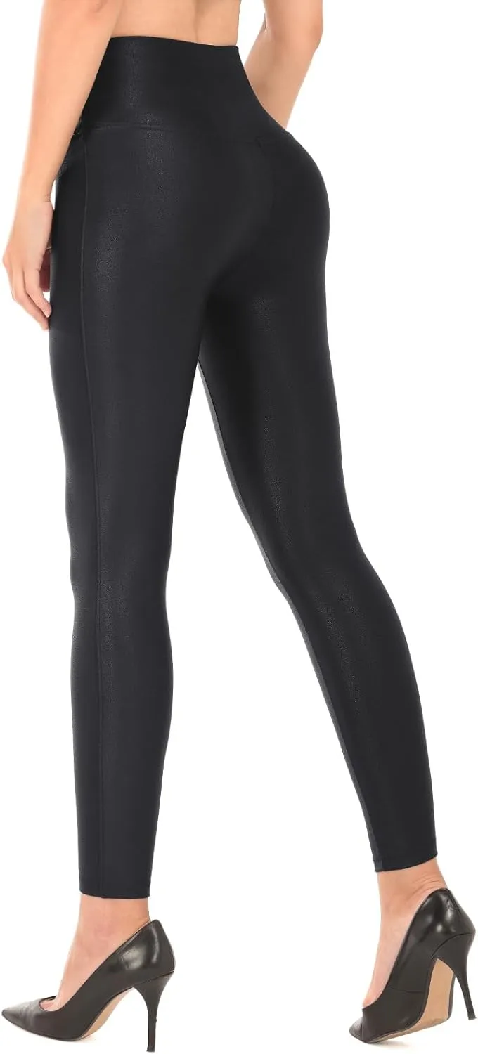 RUFIYO Faux Leather Leggings for Women High Waisted Leather Pants Pleather Leggings Brown