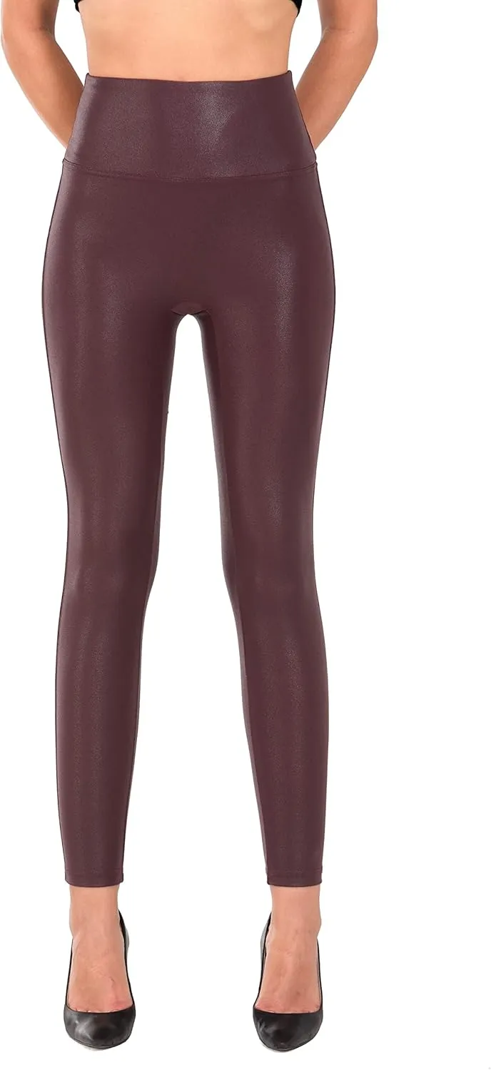 RUFIYO Faux Leather Leggings for Women High Waisted Leather Pants Pleather Leggings Brown