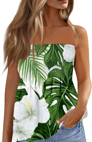 Womens Boho Peplum Tube Top Strapless Smocked Bandeau Babydoll Beach Tank Tops Bustier Mini Dress Fashion 2025