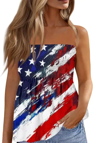 Womens Boho Peplum Tube Top Strapless Smocked Bandeau Babydoll Beach Tank Tops Bustier Mini Dress Fashion 2025