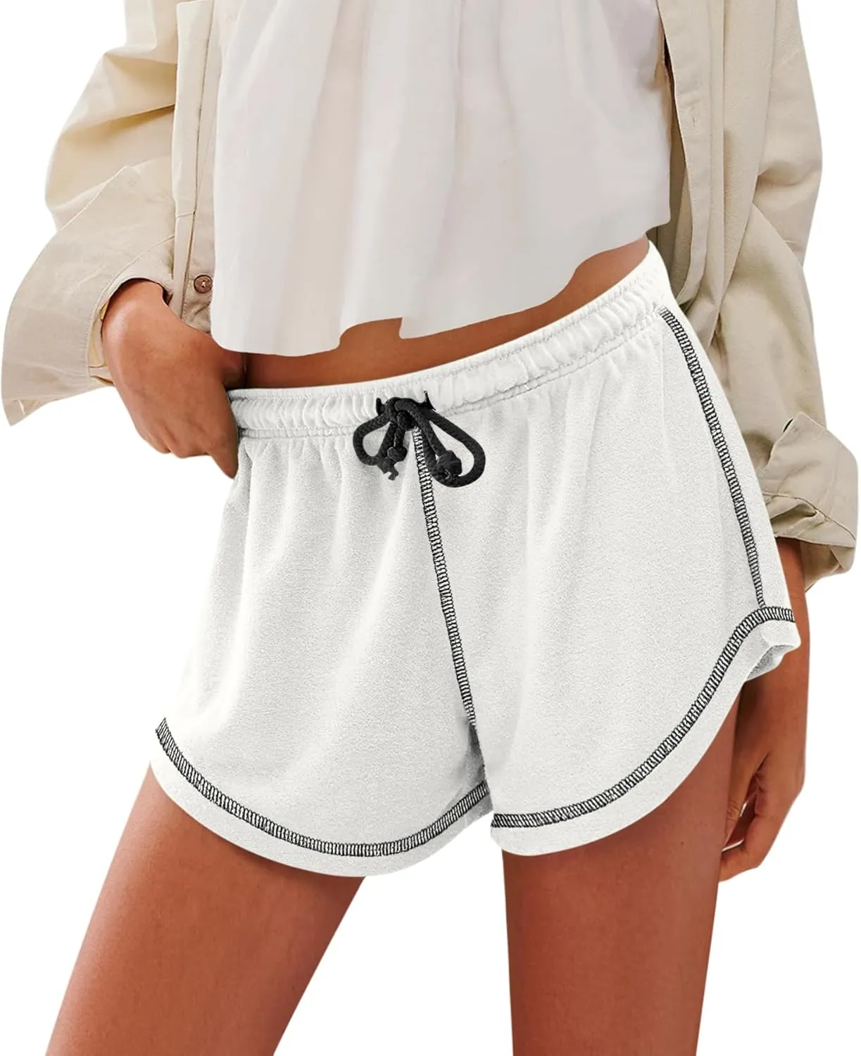 Yousify Womens Casual Shorts Comfy Drawstring Elastic Waist Summer Beach Workout Lounge Shorts for Women
