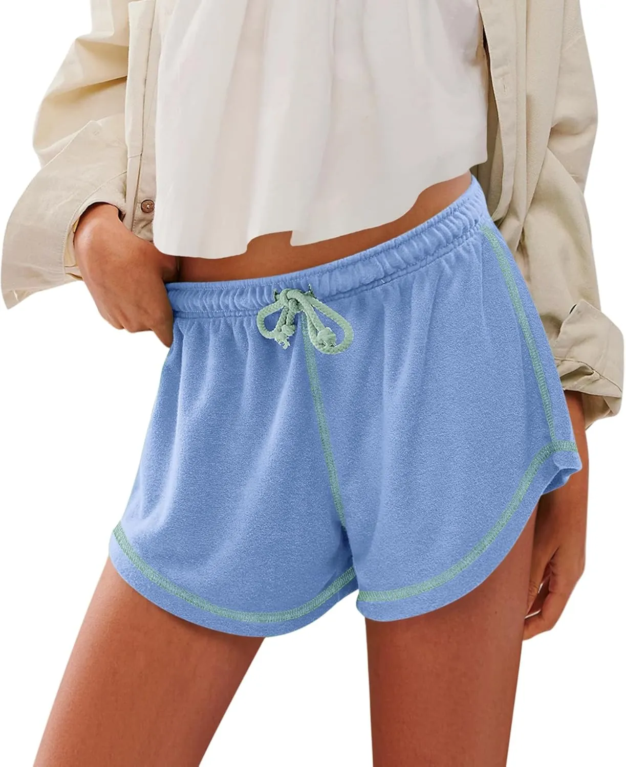 Yousify Womens Casual Shorts Comfy Drawstring Elastic Waist Summer Beach Workout Lounge Shorts for Women