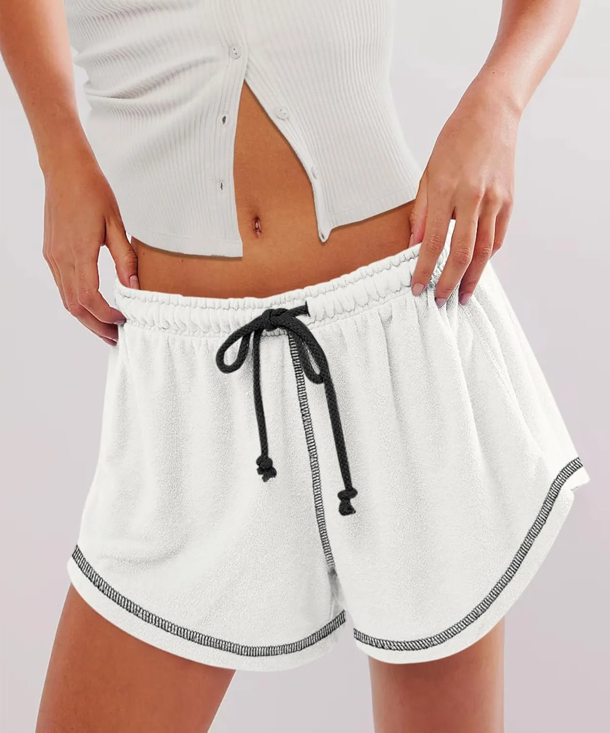 Yousify Womens Casual Shorts Comfy Drawstring Elastic Waist Summer Beach Workout Lounge Shorts for Women