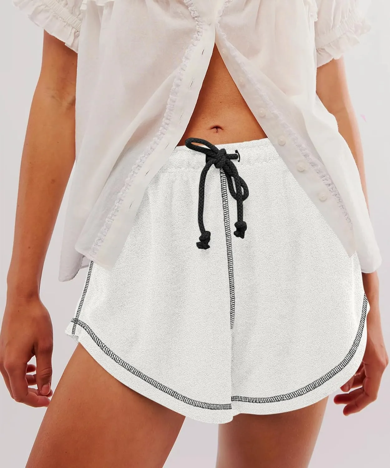 Yousify Womens Casual Shorts Comfy Drawstring Elastic Waist Summer Beach Workout Lounge Shorts for Women